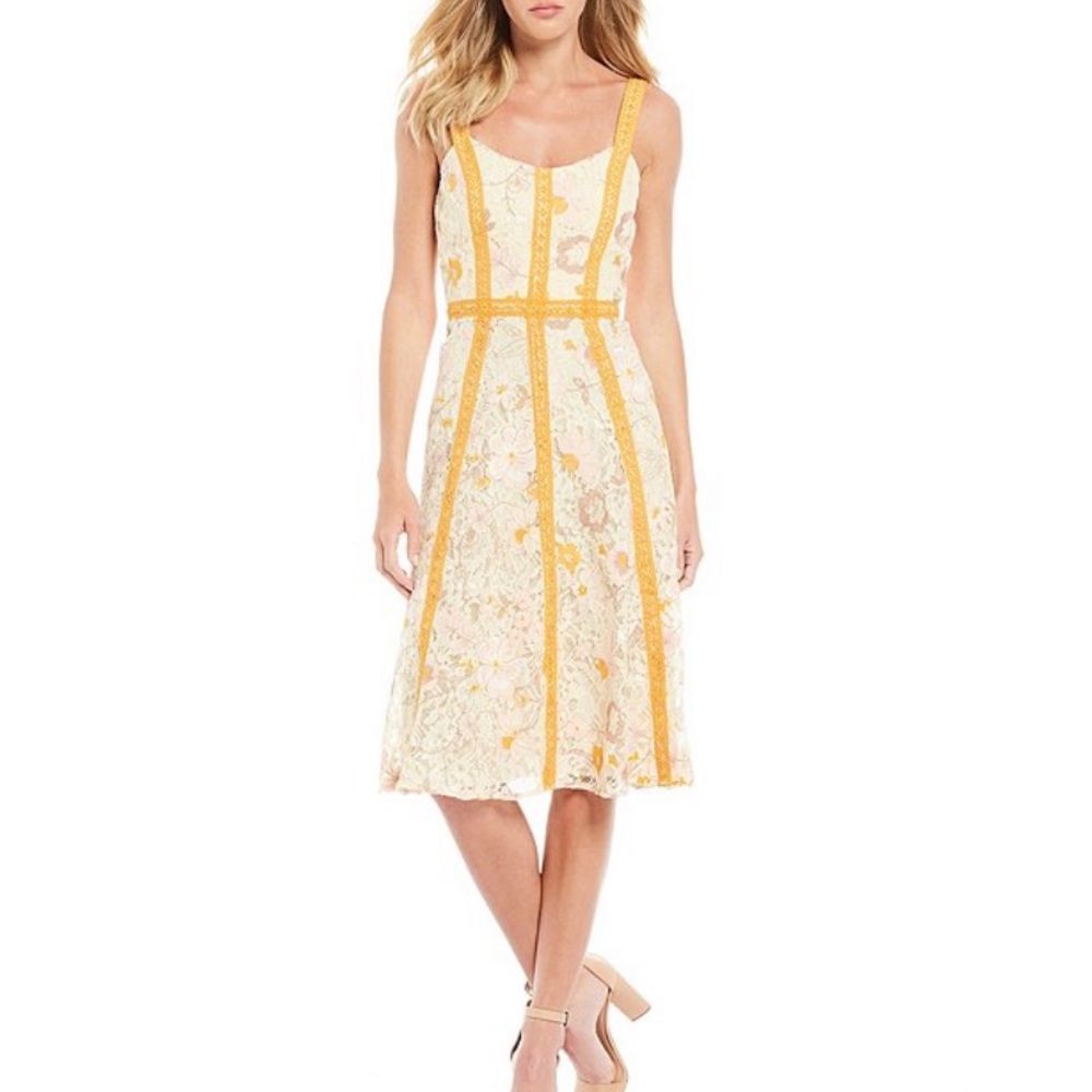 Dress The Population Yellow Carmen Dress